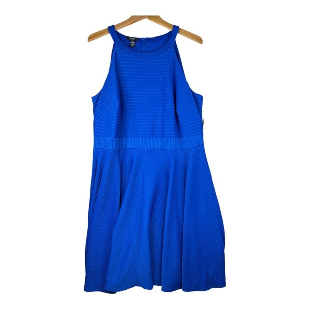 NWT Alfani Woman Halter Neck Shore Lines Dress Size 18W Cobalt‎ Blue